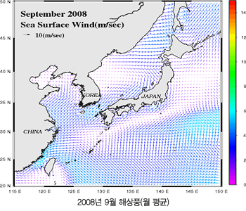 2008년 9월 해상풍(월 평균)